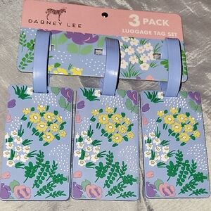 Dabney Lee Light Blue Flower Garden 3-Pack Luggage Tags Brand New Ls